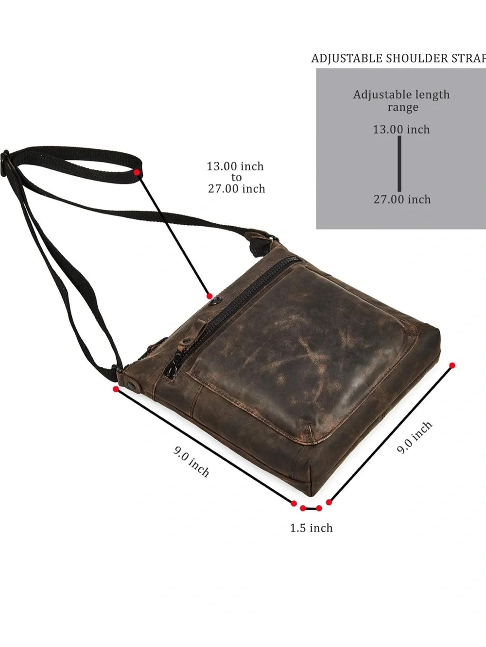Cochoa Brown Crazy Horse Distressed Leather Crossbody Bag/Purse